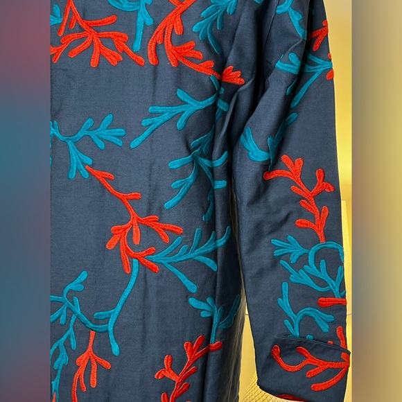 Gretchen Scott Twill Twig Jacket Embroidered Button Front Medium - Picture 8 of 11